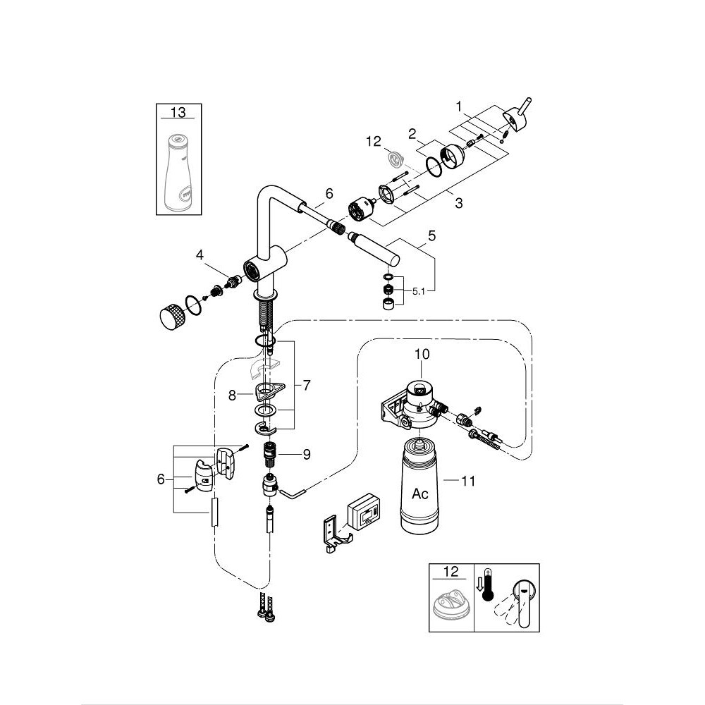 Grohe Blue Pure minta L tud Komplette sæt