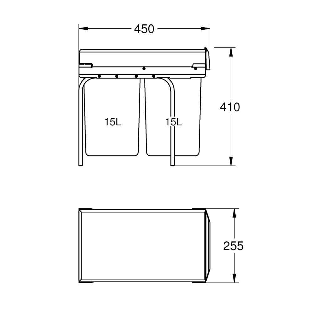 Avfallssorteringssystem 30 cm 2x15L Wastesystems